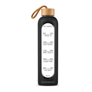 Aaromelia Crystal Arc 1000 ml black glass bottle with small bamboo cap