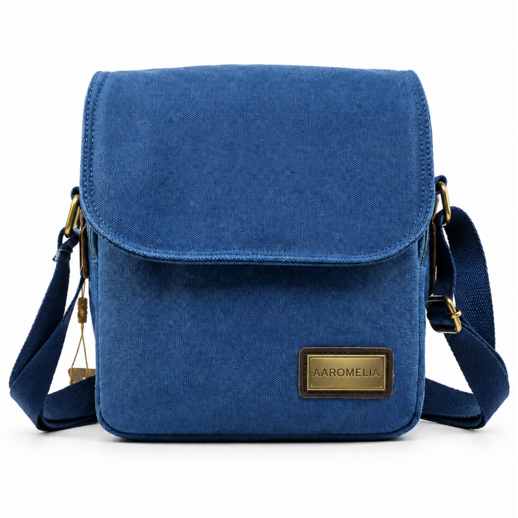 Aaromelia Canvas Crossbody Sling in cobalt, front view